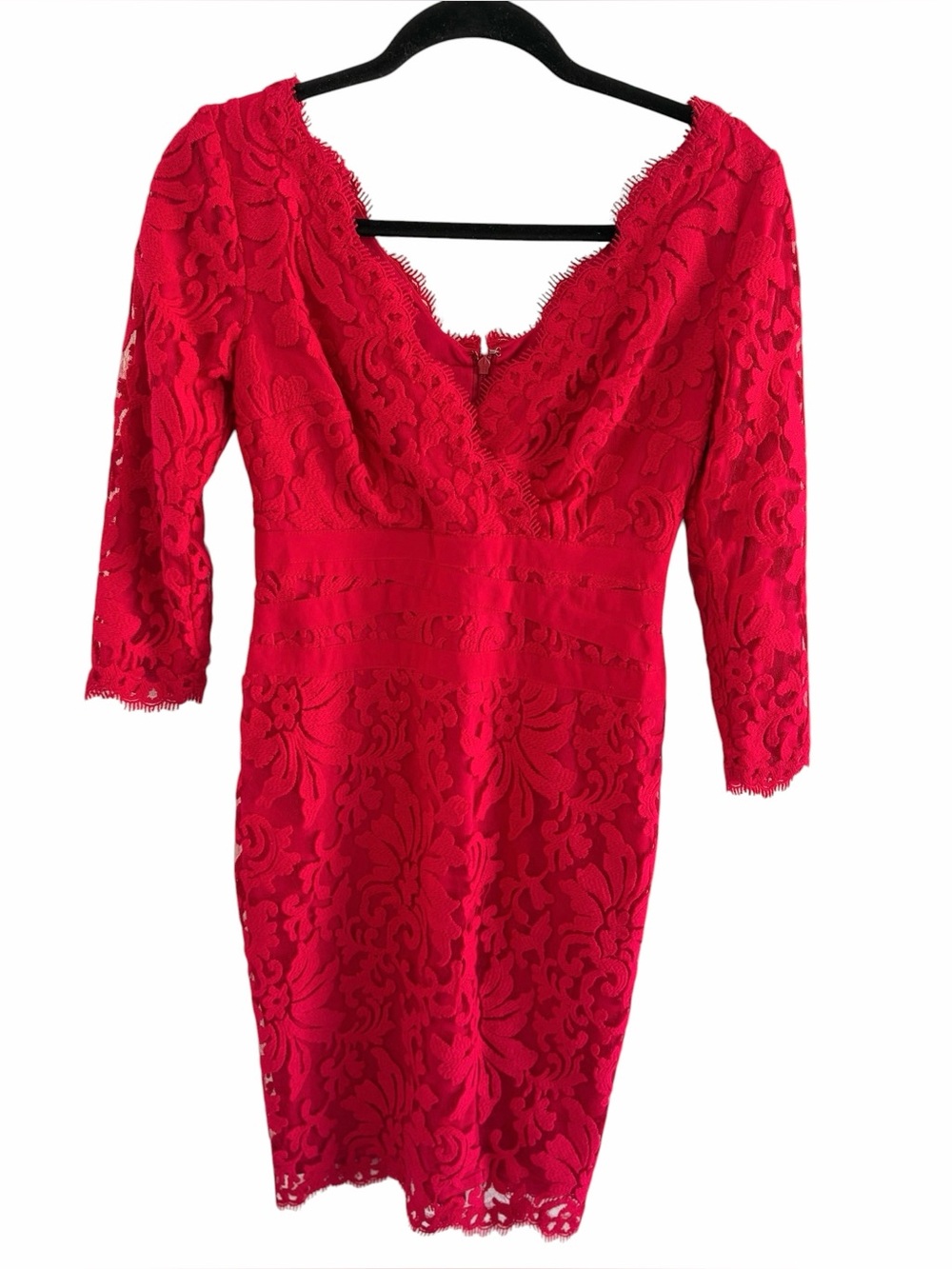 Tadashi Shoji Red Lace V-Neck Sheath Dress